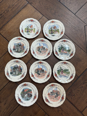 Vintage/antique French Sarreguemines 21cm plates - Set of 10