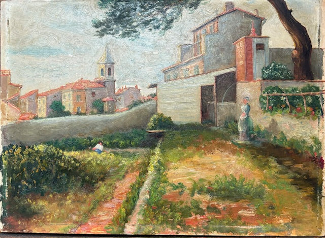 Vintage French Village Painting