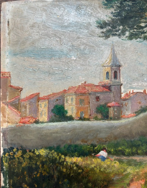 Vintage French Village Painting