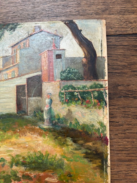 Vintage French Village Painting