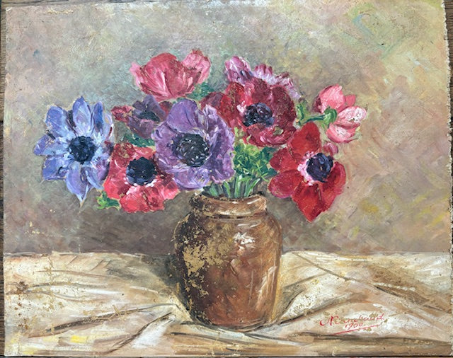 Vintage French Pretty Floral Painting