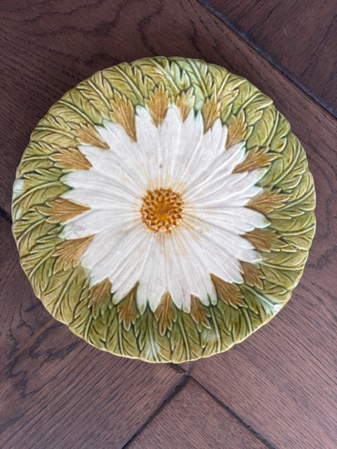 Antique French Sunflower Majolica Plate