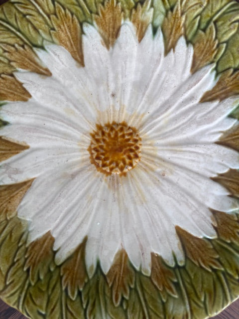 Antique French Sunflower Majolica Plate