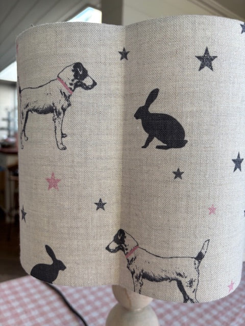 English Linen Scalloped Lampshades - Bunny and Jack Russell