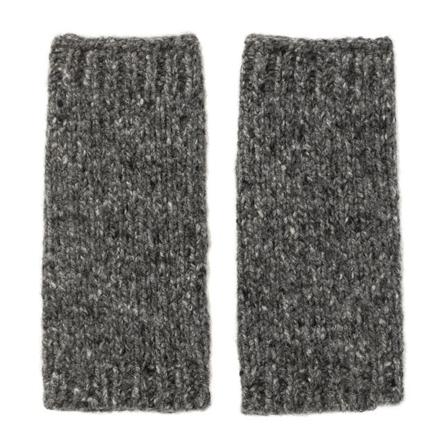 Aran Donegal Knitted Cashmere Wristwarmers  - Mid Grey