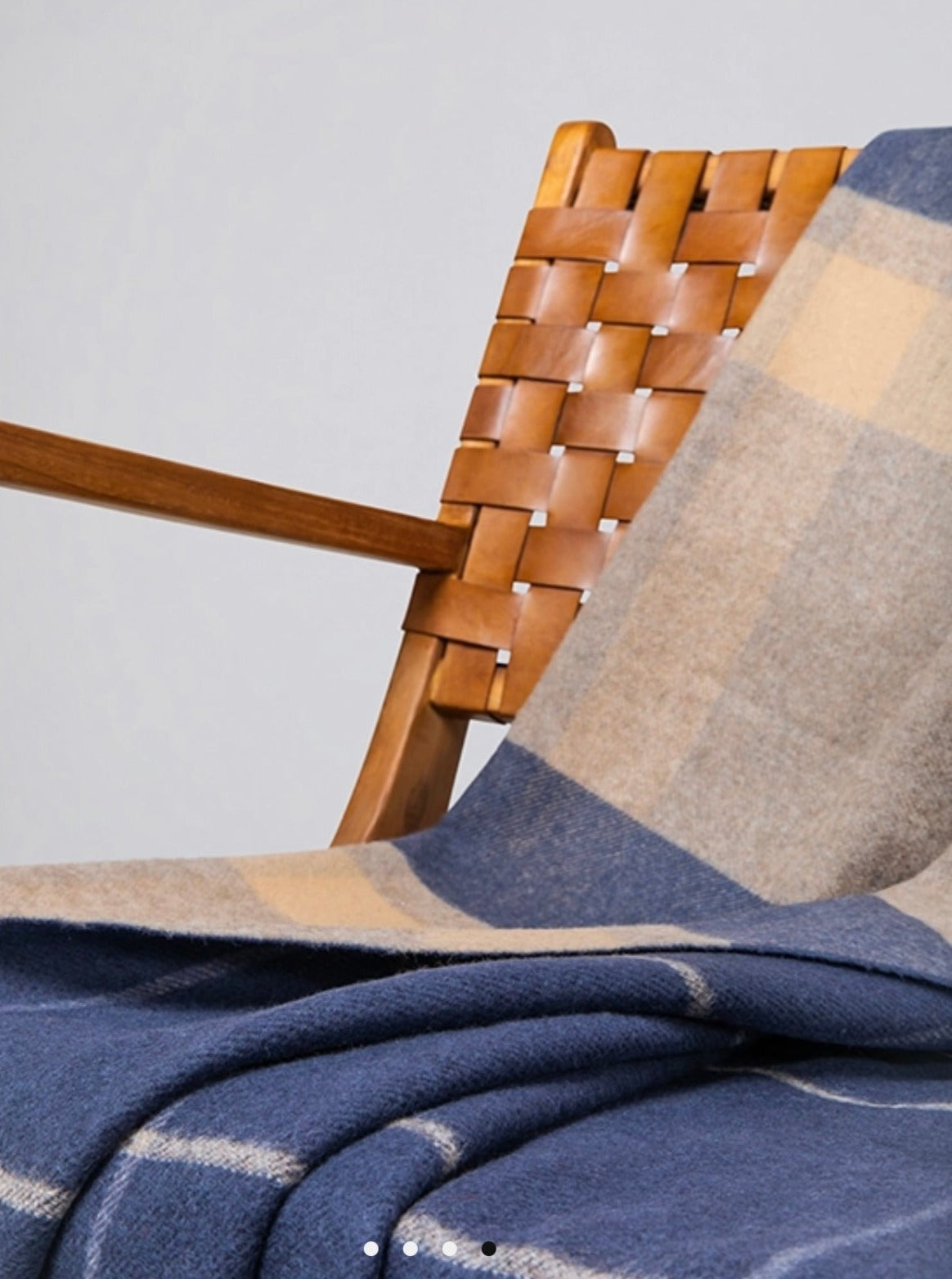 Lambswool Double Face Check Throw |  Brown + Navy Overcheck