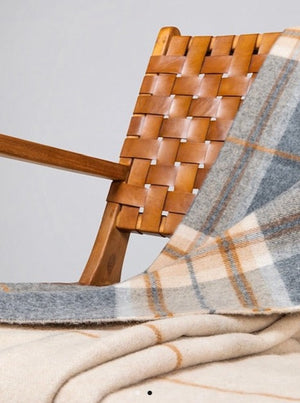 Lambswool Double Face Check Throw |  Grey + Brown Overcheck