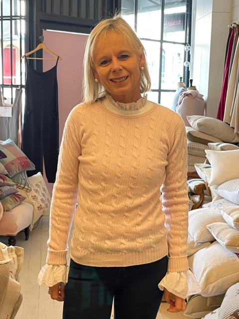 Cashmere Cable Knit Jumper - Palest Pink