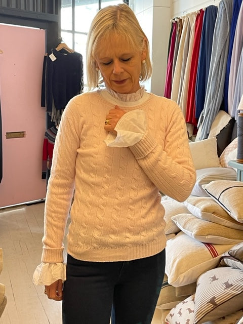 Cashmere Cable Knit Jumper - Palest Pink