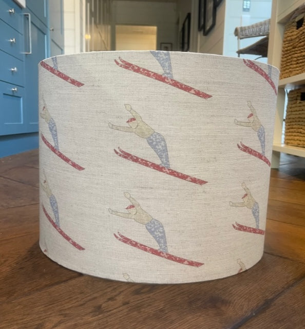 English Linen Skier Drum lampshade