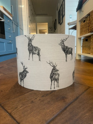 English Linen Stag Drum lampshade