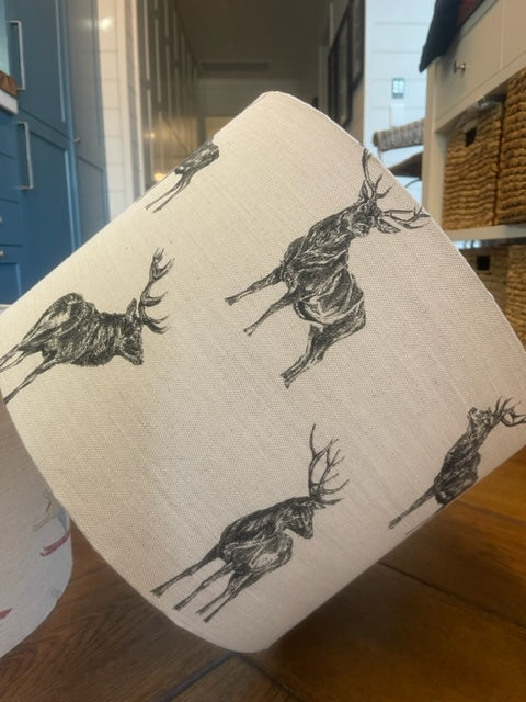 English Linen Stag Drum lampshade
