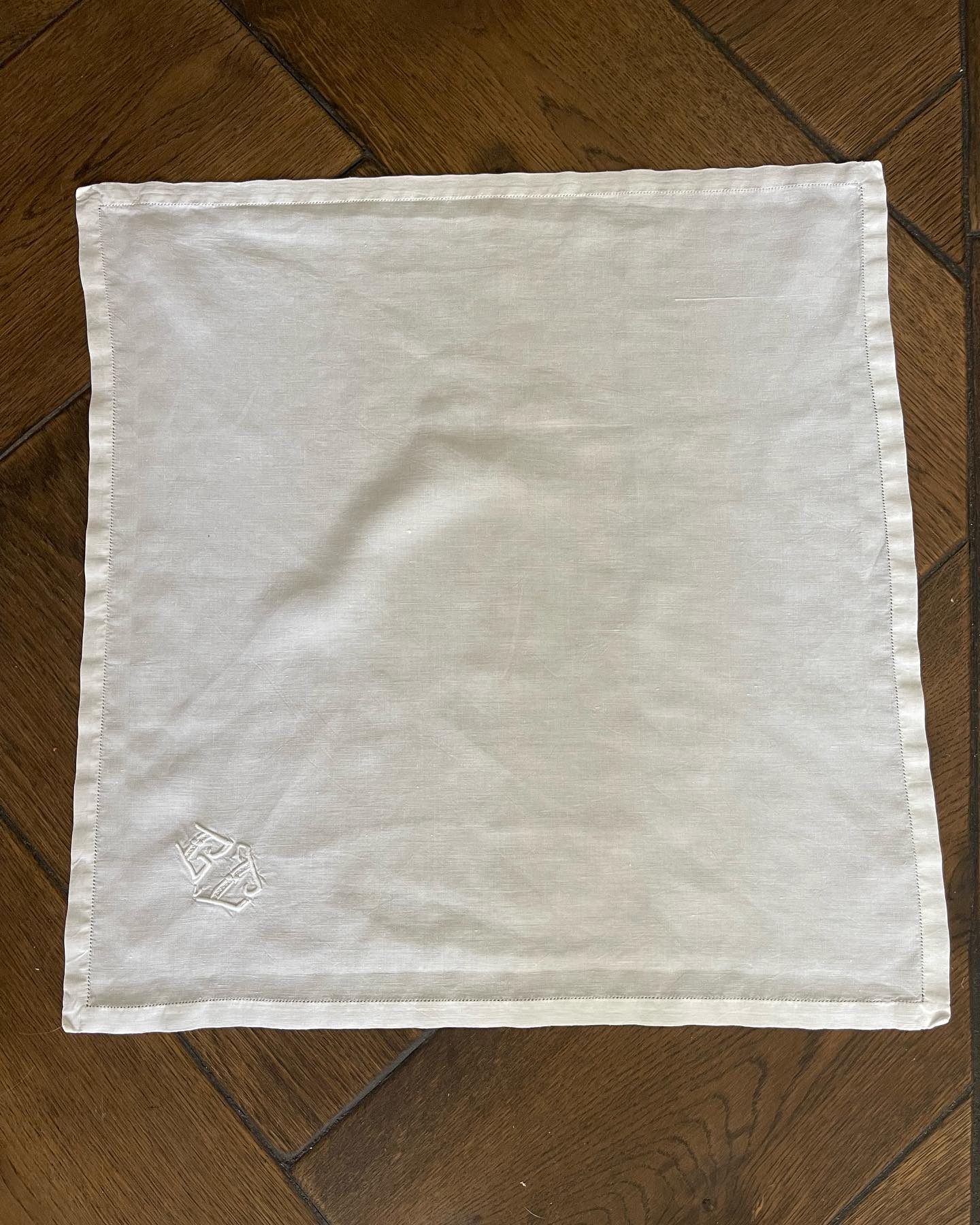 Antique/Vintage White French Linen Napkins #BC - Set of 11