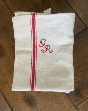 Antique/Vintage French Linen Tea Towels #GR - large - Set of 7