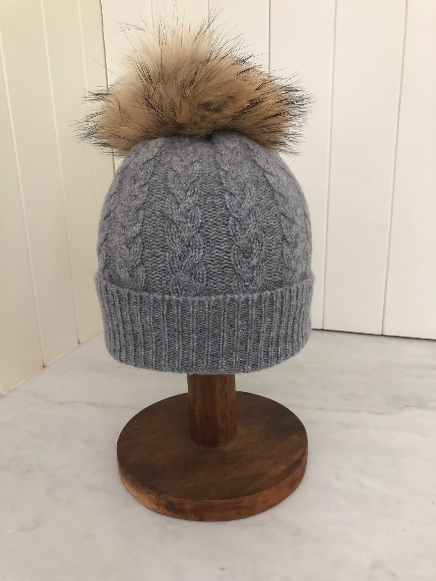 SCA 3-ply Beanies | Mid Grey Cable Knit