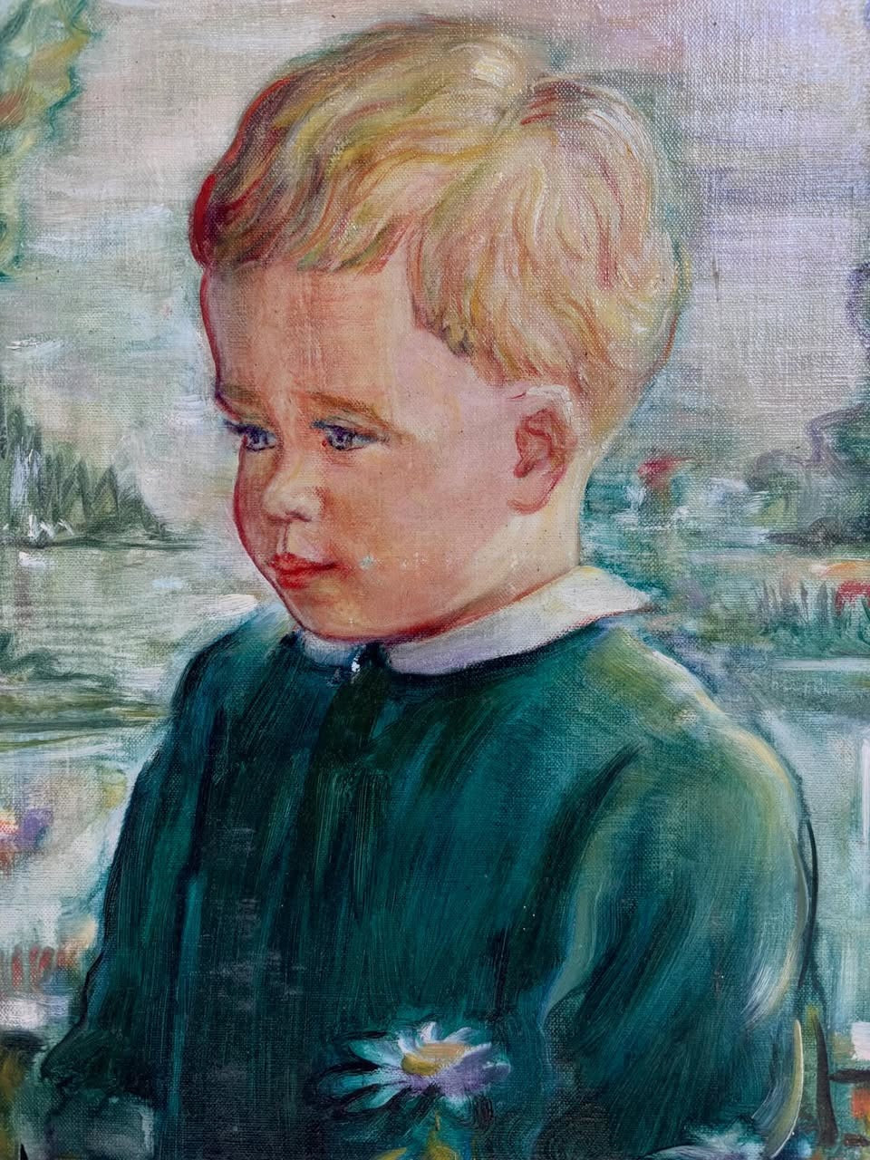 Vintage Un Petit Prince oil painting on board