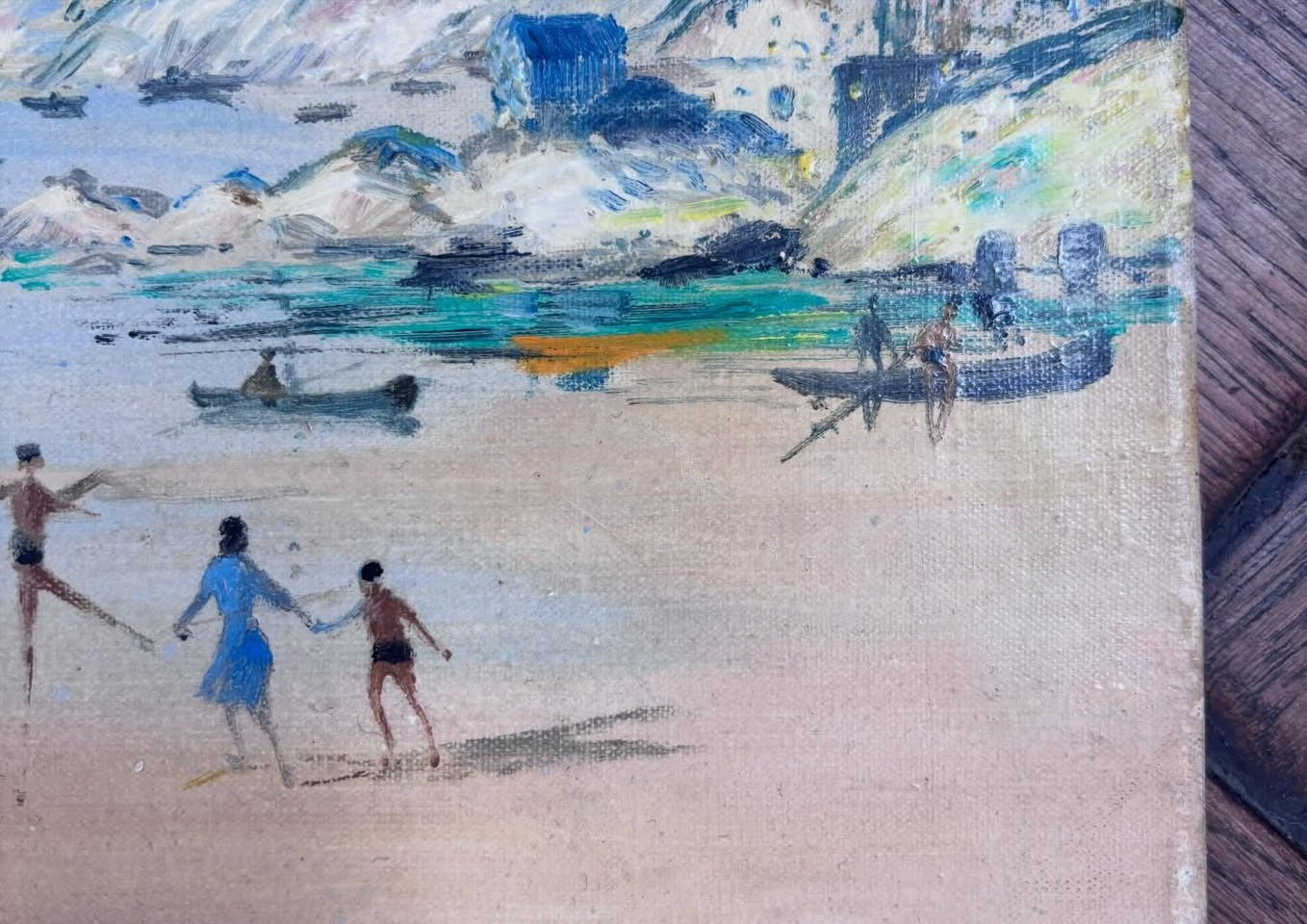 Vintage Seaside oil painting on board