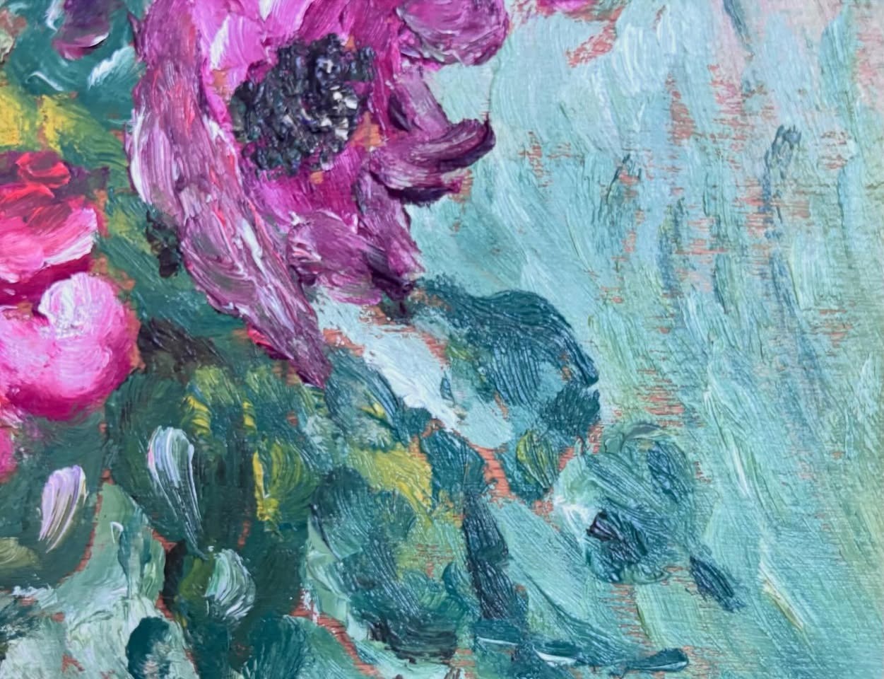 Vintage French Floral painting on board