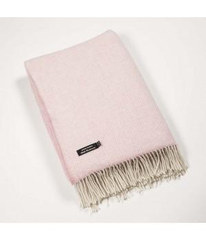 Merino Cashmere Throw - Pink Herringbone