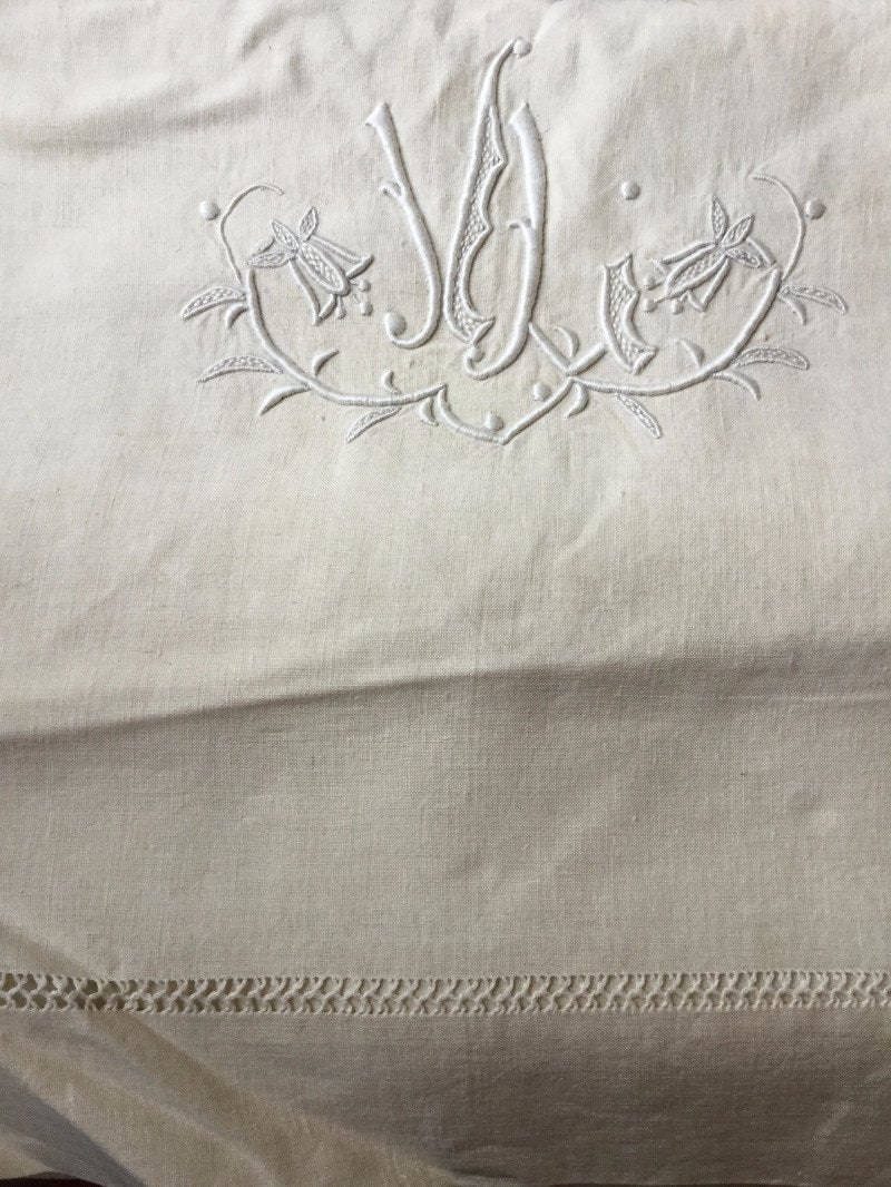 Vintage French Linen Sheet - 'JJ'