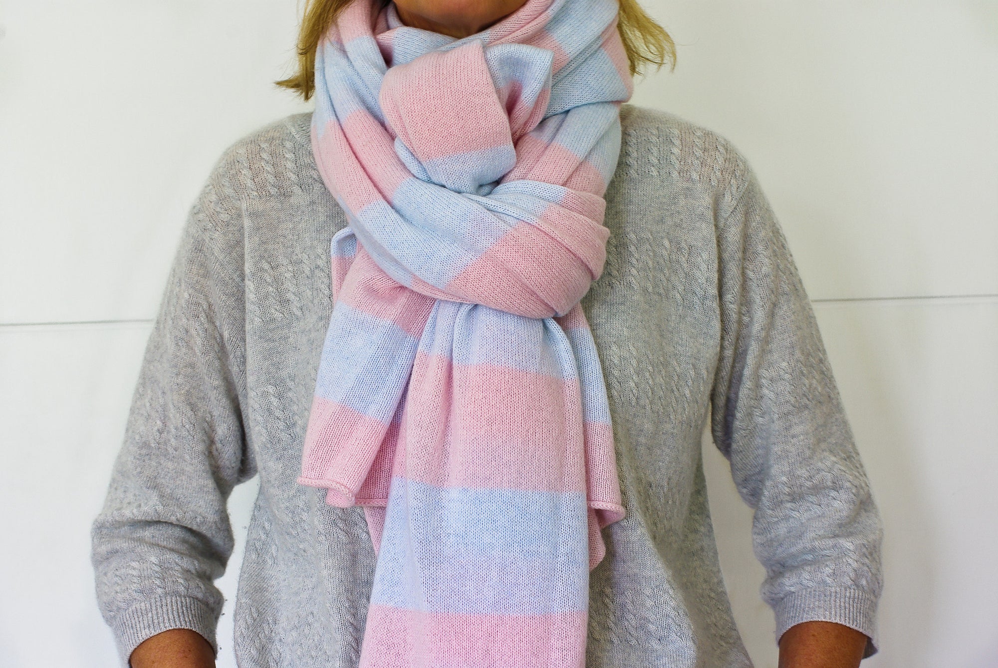 SCA Travelwrap - Ice Blue & Cherry Blossom Pink Striped