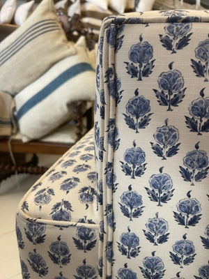 Pretty Repeating Blue Floral Armchairs