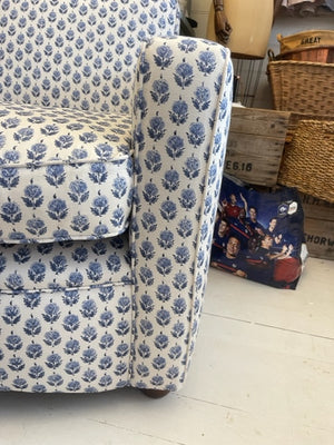 Pretty Repeating Blue Floral Armchairs