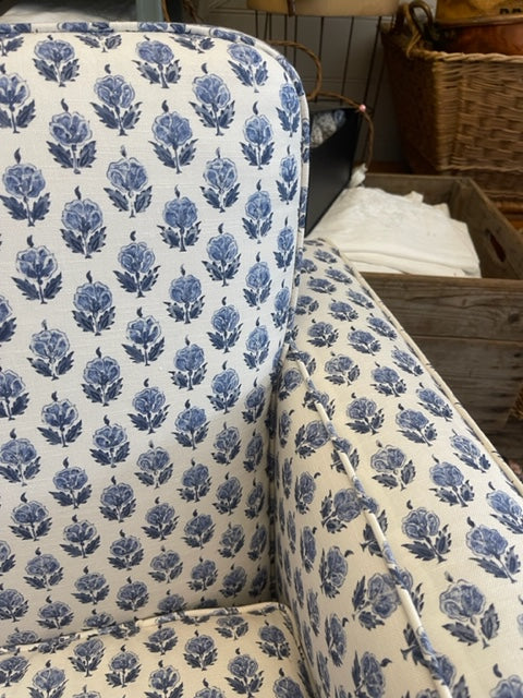 Pretty Repeating Blue Floral Armchairs