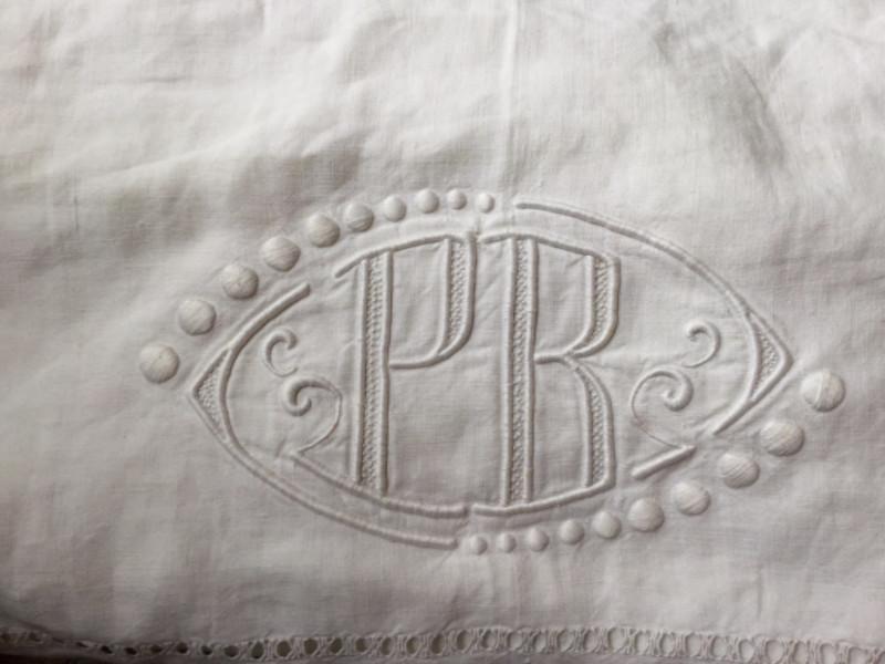 Vintage French Linen Sheet - 'PR'