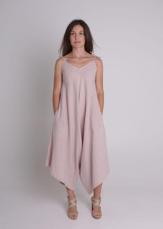 Linen Willow Jumpsuit in Pale Pink