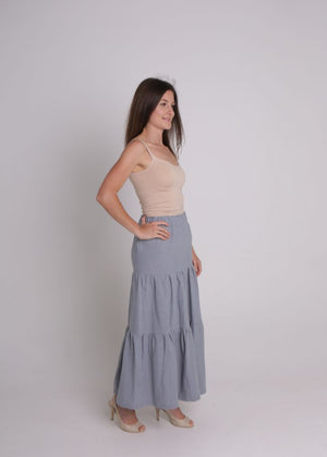 Linen Wattle Skirt in Dove Blue