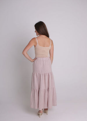 Linen Wattle Skirt in Pale Pink