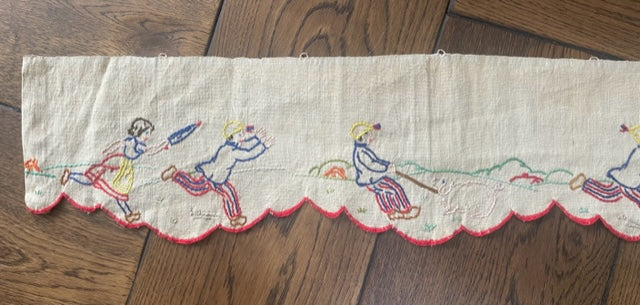 Embroidered Antique French Shelf Decoration