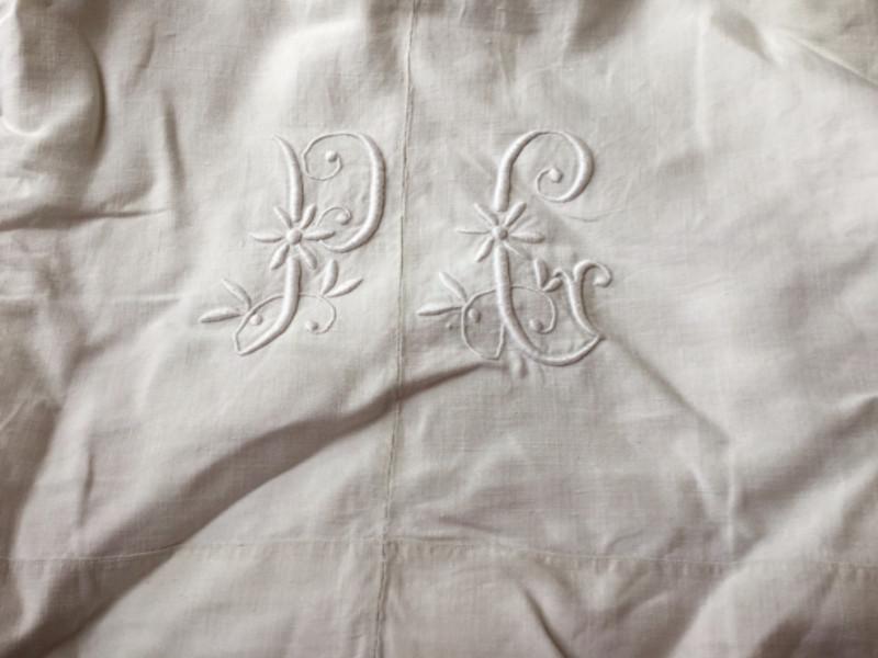 Vintage French Linen Sheet - 'PC'