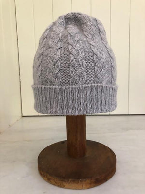 SCA 3-ply Beanies | Felt Grey Cable Knit