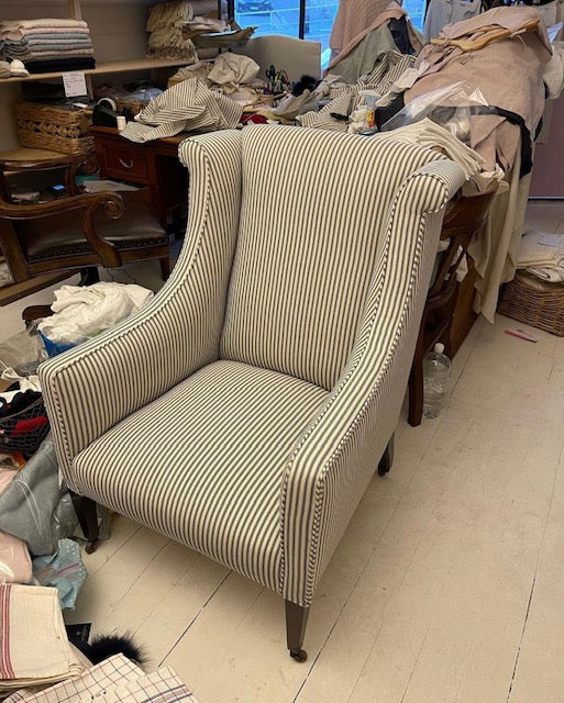 English Linen Ticking Armchair