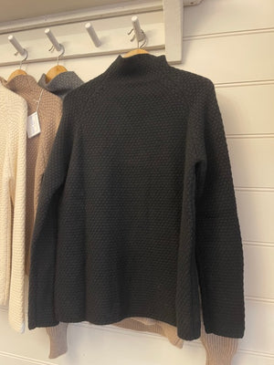 6-ply Cashmere Seed Funnel Neck Boxy Jumper - Black