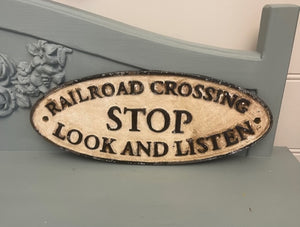 Vintage cast iron railway sign