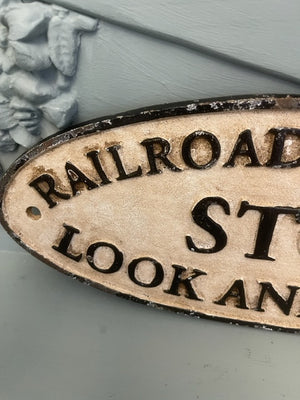 Vintage cast iron railway sign