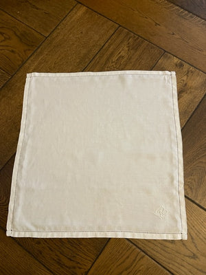 Vintage French linen white monogrammed napkins - "GB" - Set of 11