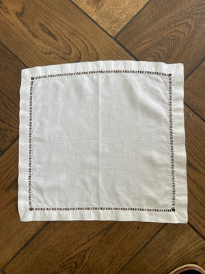 Vintage French linen white napkins - Set of 6