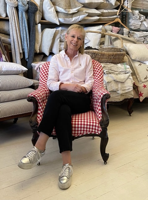Red Check Victorian Armchair