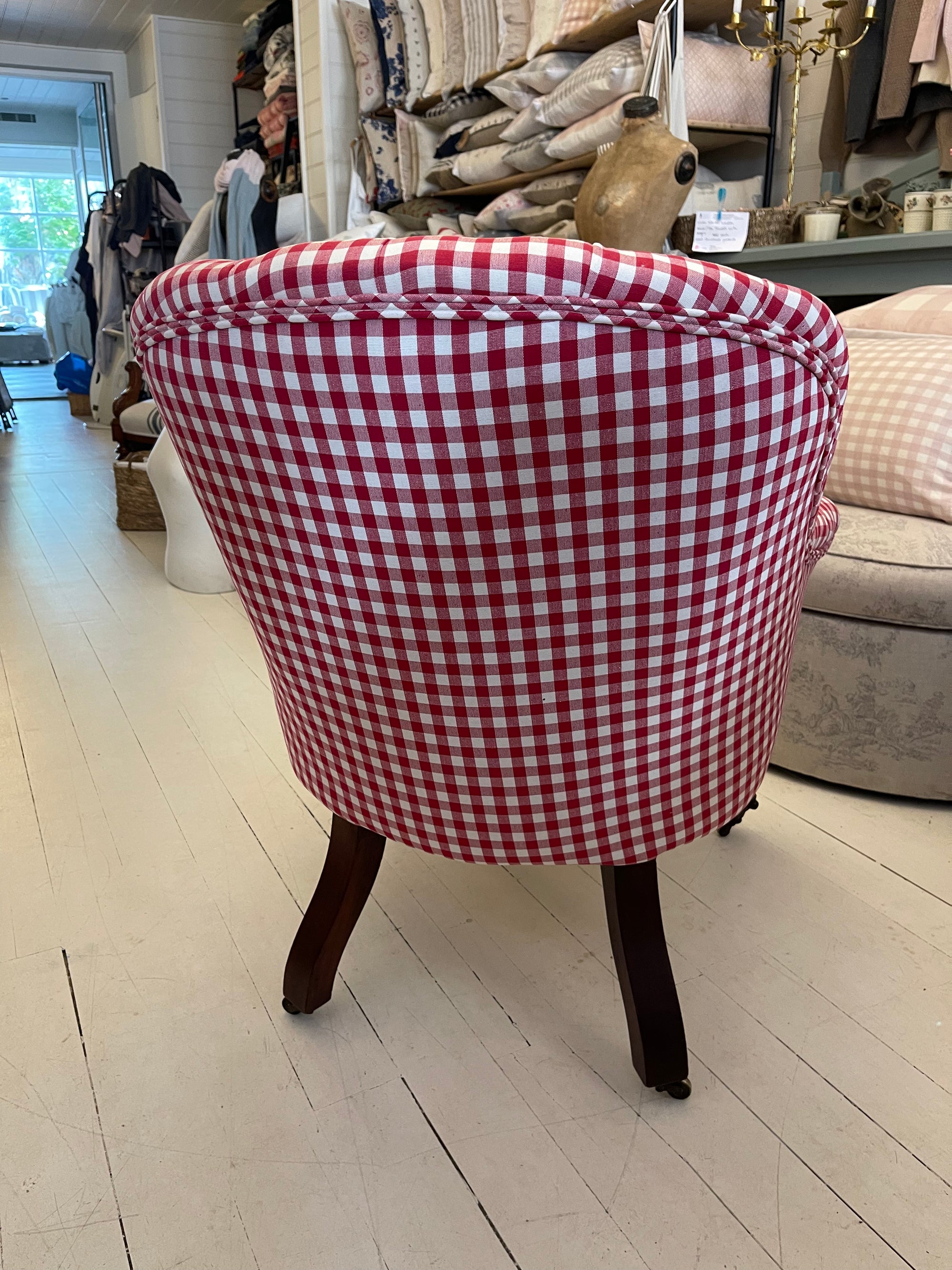 Red Check Victorian Armchair @ Dirty Janes, Bowral