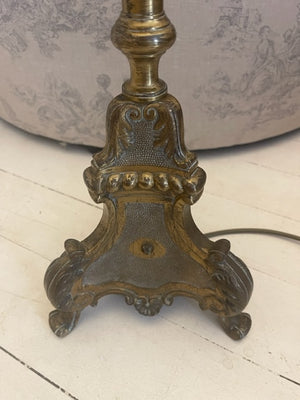 Antique French Brass Pricket Lamp