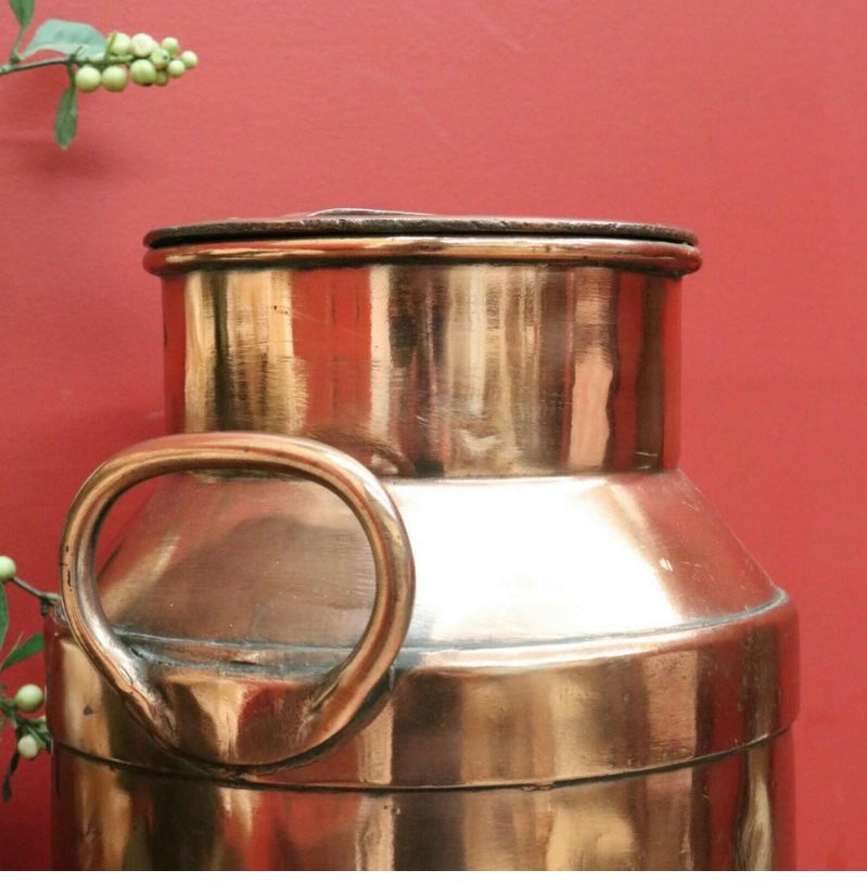 Vintage copper milk can and lid