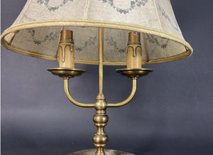 Antique French brass two light Briolette lamp