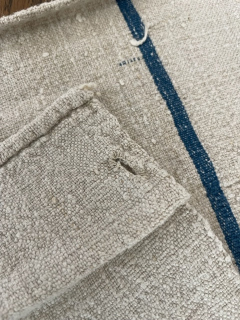 Antique Linen Table Runner - monogrammed 'BJ'