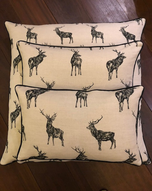 English Linen Stag Cushions