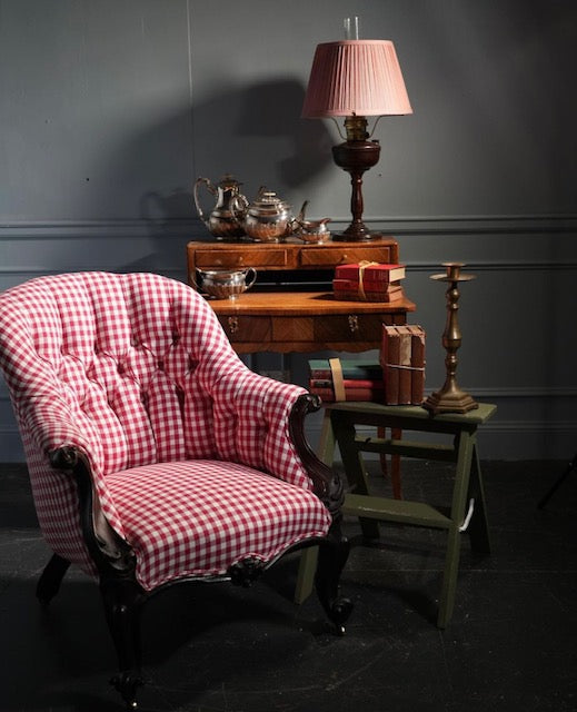 Red Check Victorian Armchair