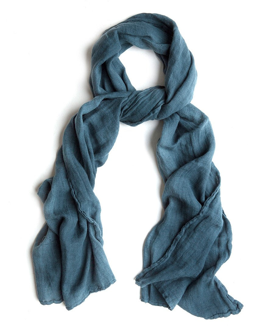 Linen Scarves - Thick Linen - Parisian Blue